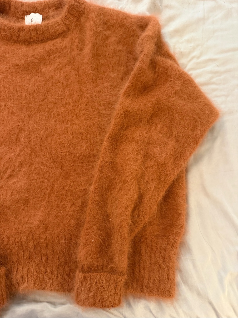 G. By Goop Burnt Orange Angora Oversized Sweater Size Medium Cozy Quiet Luxury - Picture 6 of 11